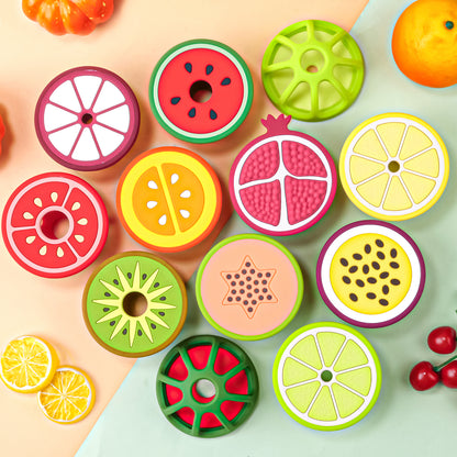Kids Sensory Teether, Silicone Fruit Shape Teething Toy, Gum Pain Relief