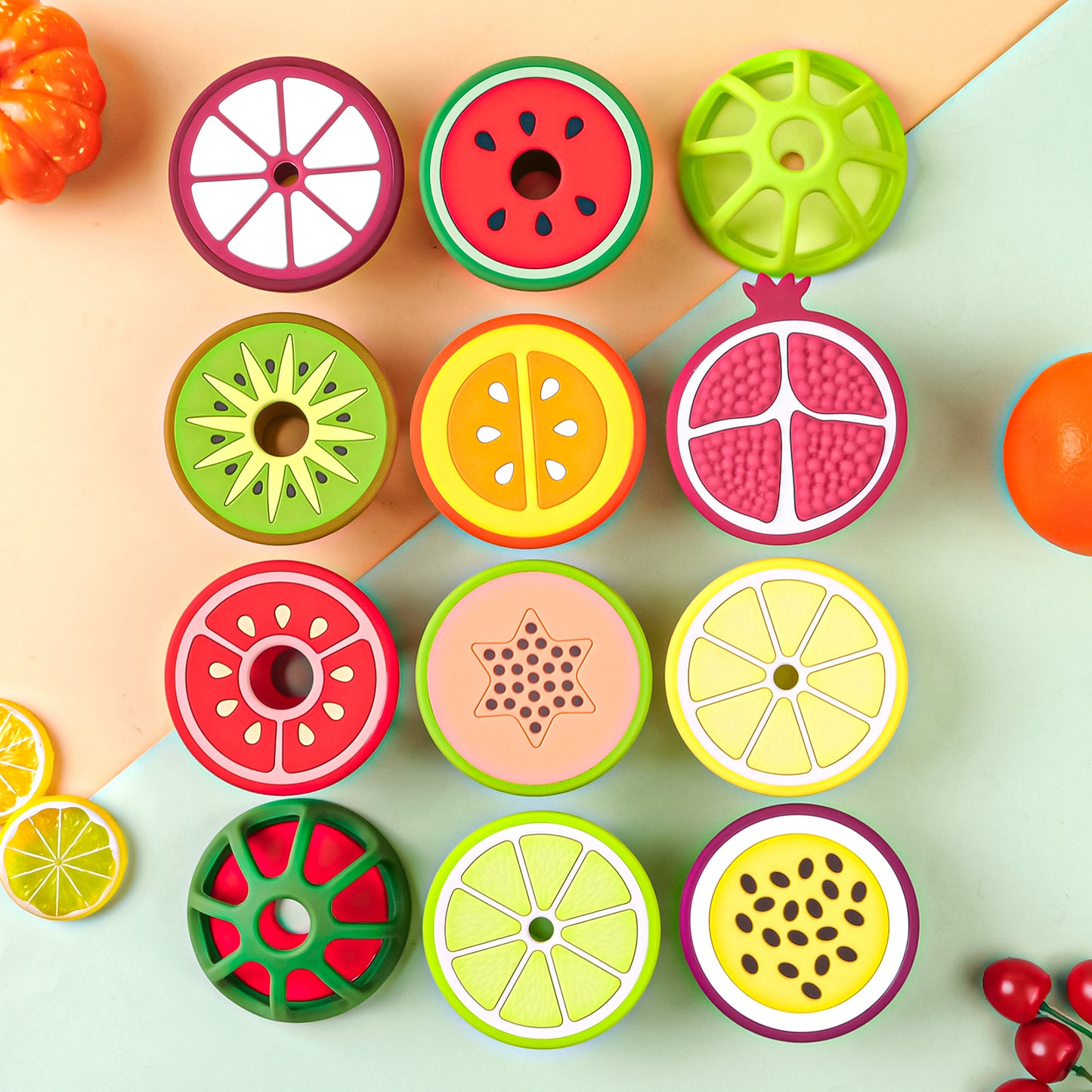 Kids Sensory Teether Silicone Fruit Shape Teething Toy Gum Pain Relief 5