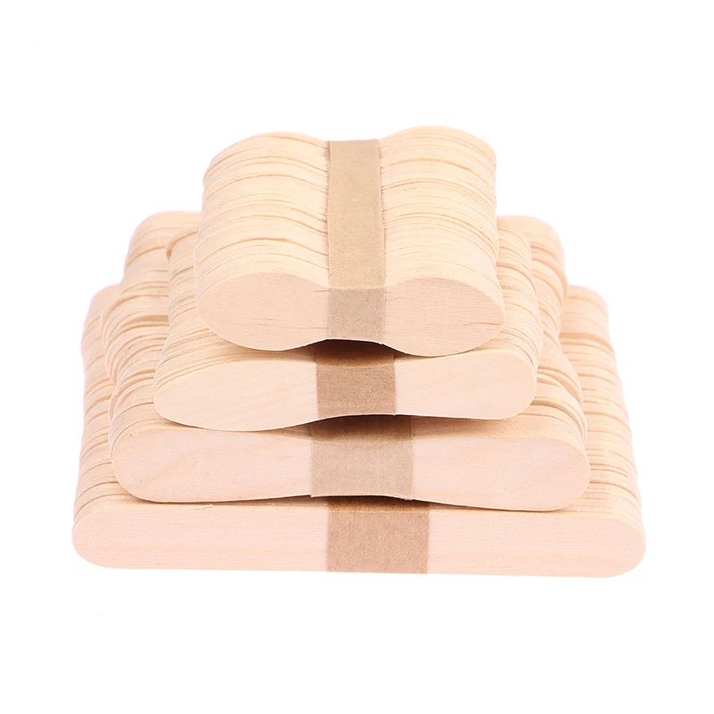 50 Pcs Disposable Wooden Waxing Sticks Body Hair Removal Spatula 1