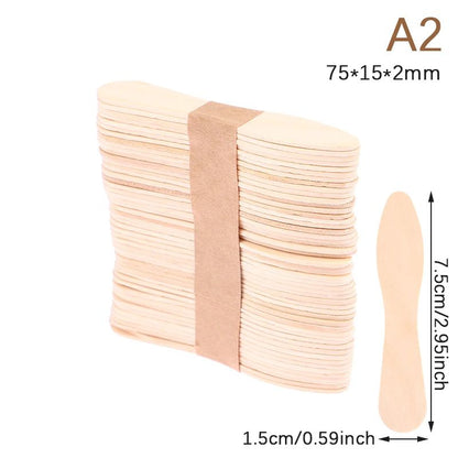 50 Pcs Disposable Wooden Waxing Sticks Body Hair Removal Spatula 14