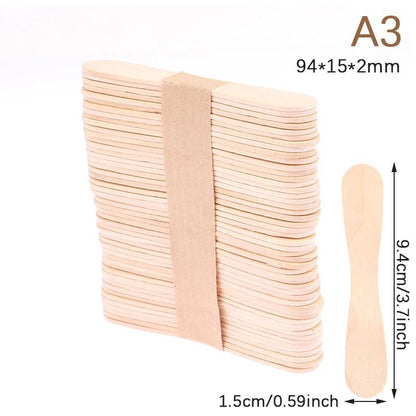 50 Pcs Disposable Wooden Waxing Sticks Body Hair Removal Spatula 15