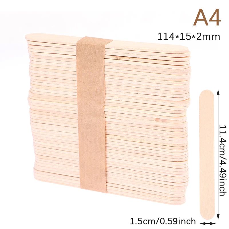 50 Pcs Disposable Wooden Waxing Sticks Body Hair Removal Spatula 16