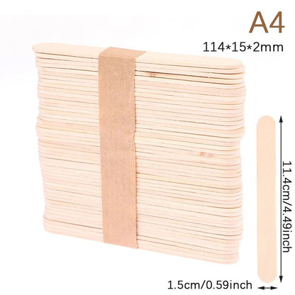 50 Pcs Disposable Wooden Waxing Sticks Body Hair Removal Spatula 16
