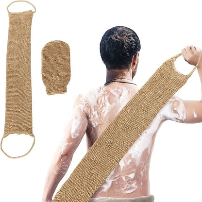Back Scrubber Bath Towel, Jute Exfoliating Loofah, Body Cleaning Kit with Gloves for Shower, Bath Supplies