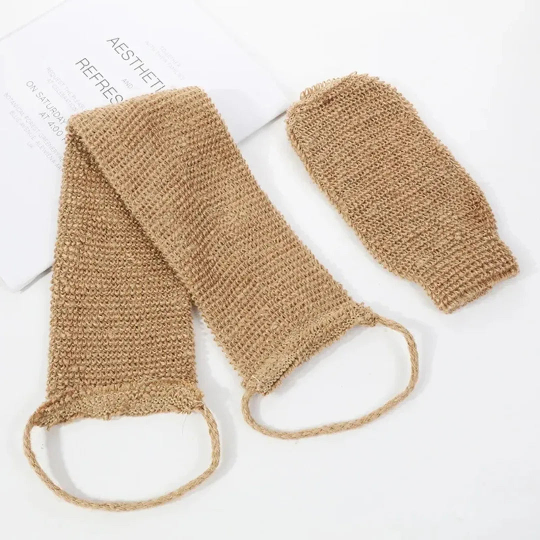Back Scrubber Bath Towel, Jute Exfoliating Loofah, Body Cleaning Kit with Gloves for Shower, Bath Supplies