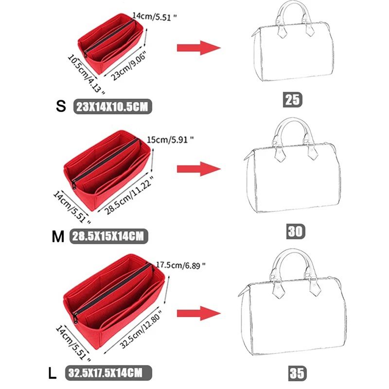 Felt Cloth Bag Organizer Insert Portable Handbag And Makeup Organizer 2