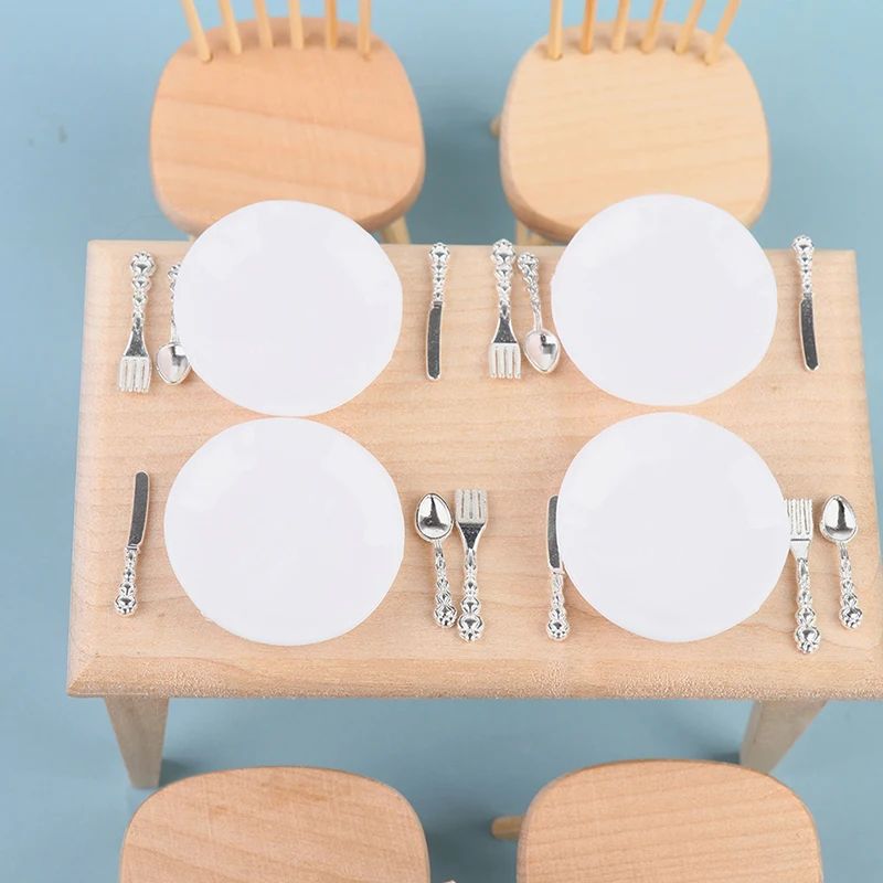 1 12 Dollhouse Miniature Plate Knife Fork Spoon Set Tableware Decor 1