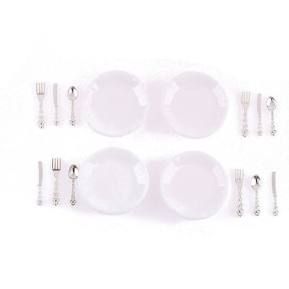 1 12 Dollhouse Miniature Plate Knife Fork Spoon Set Tableware Decor 8