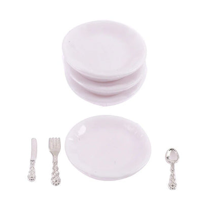 1 12 Dollhouse Miniature Plate Knife Fork Spoon Set Tableware Decor 9