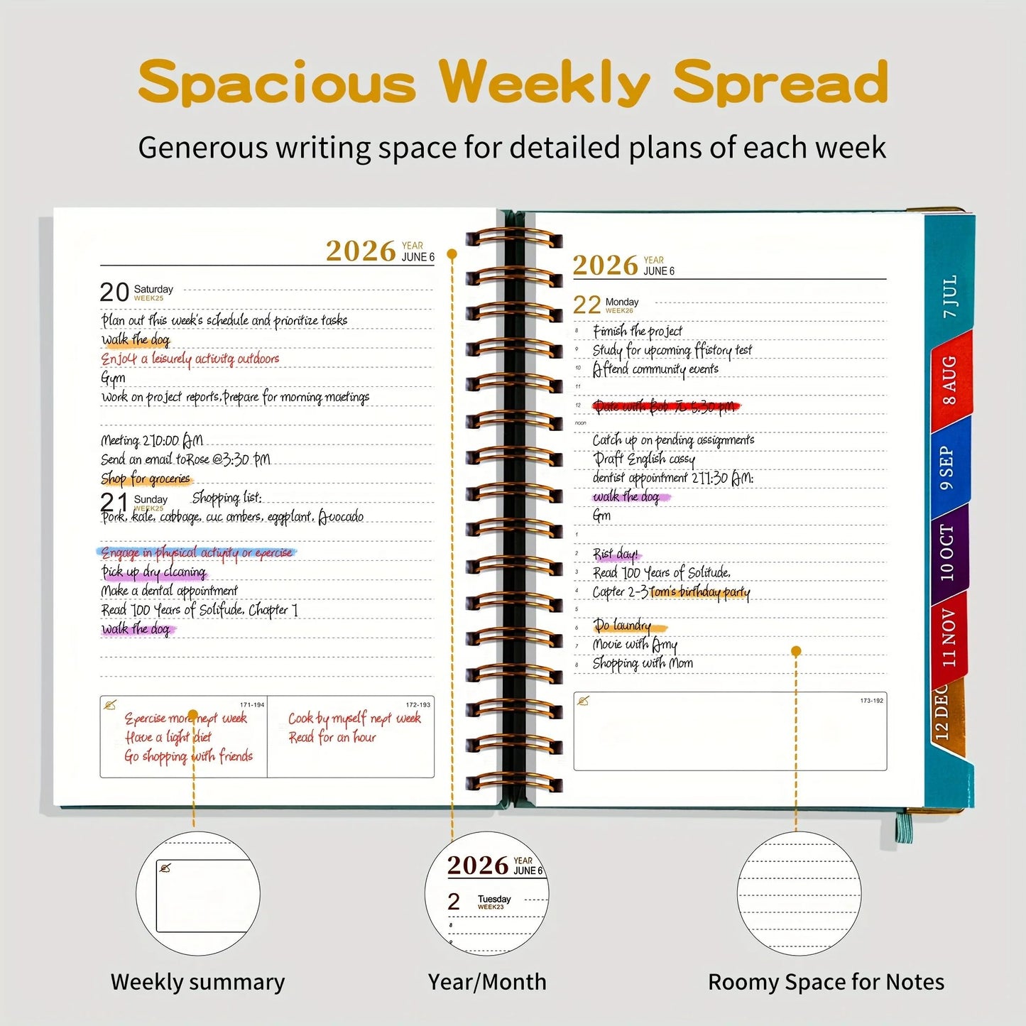 2026 YearRound Planner  Organizer  320Page Weekly  Monthly Calendar With Stickers 3