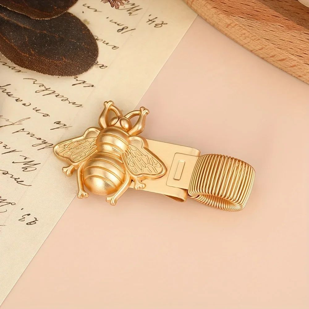 Vintage InsectThemed Metal Spring Pen Clip  Gold Bee  Cicada Notebook Holder 2