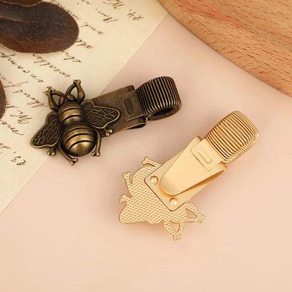 Vintage InsectThemed Metal Spring Pen Clip  Gold Bee  Cicada Notebook Holder 5