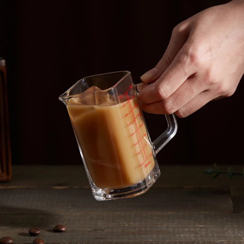 Heat Resistant Glass Measuring Cup With Handle For Espresso And Milk 6