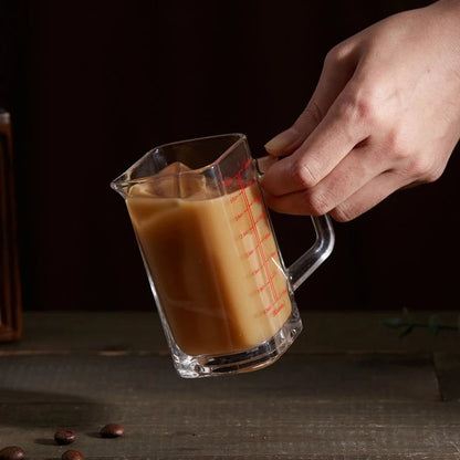 Heat Resistant Glass Measuring Cup With Handle For Espresso And Milk 6