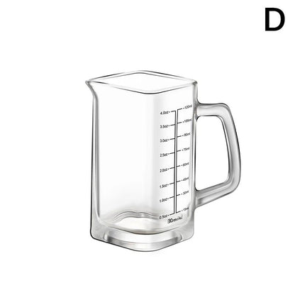 Heat Resistant Glass Measuring Cup With Handle For Espresso And Milk 13