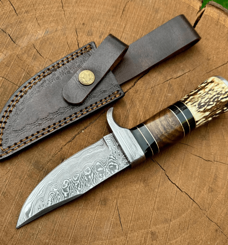 buynow twist ladder pattern damascus blade knife