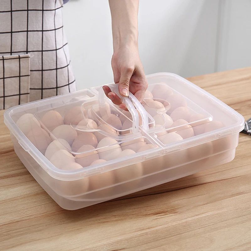 Egg Storage Box with Lid Refrigerator Egg Organizer Tray