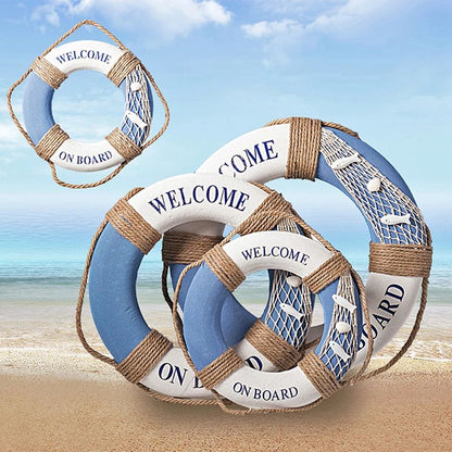 Mediterranean Navy Life Buoy Wall Hanging Nautical Home Decoration