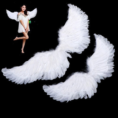 White Angel Feather Wings With Elastic Straps For Kids Party And Cosplay 3