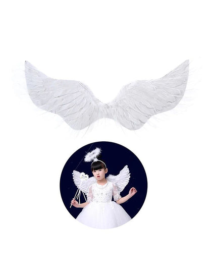 White Angel Feather Wings With Elastic Straps For Kids Party And Cosplay 9
