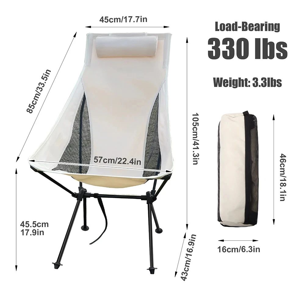 Westtune Portable Folding Camping Chair With Headrest Lightweight Outdoor Chair 4