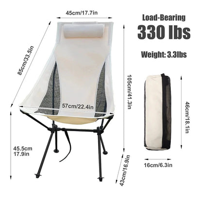 Westtune Portable Folding Camping Chair With Headrest Lightweight Outdoor Chair 4