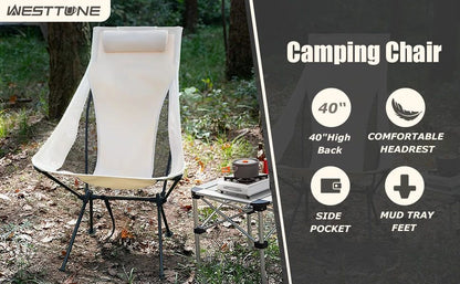 Westtune Portable Folding Camping Chair With Headrest Lightweight Outdoor Chair 6