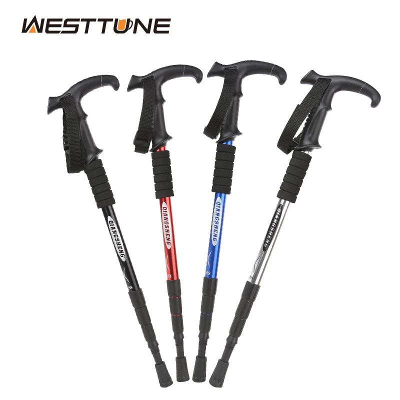 4-Section Portable Folding Trekking Pole Lightweight Hiking Walking Stick