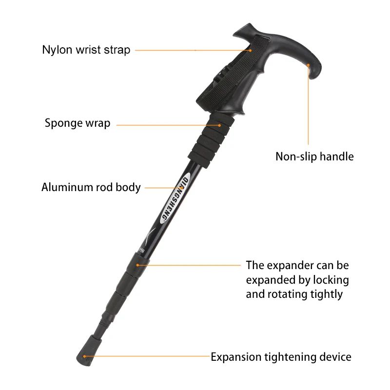 4Section Portable Folding Trekking Pole Lightweight Hiking Walking Stick 2