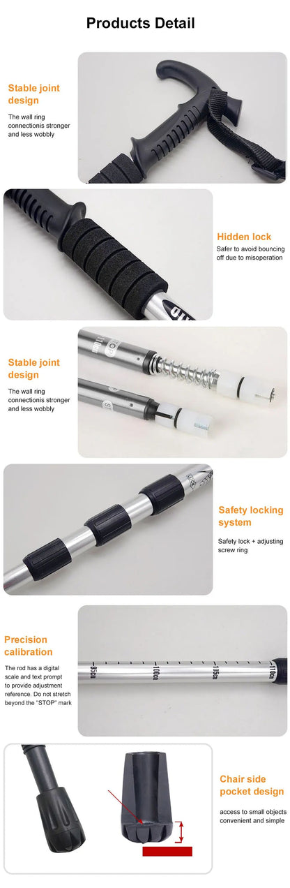 4Section Portable Folding Trekking Pole Lightweight Hiking Walking Stick 7
