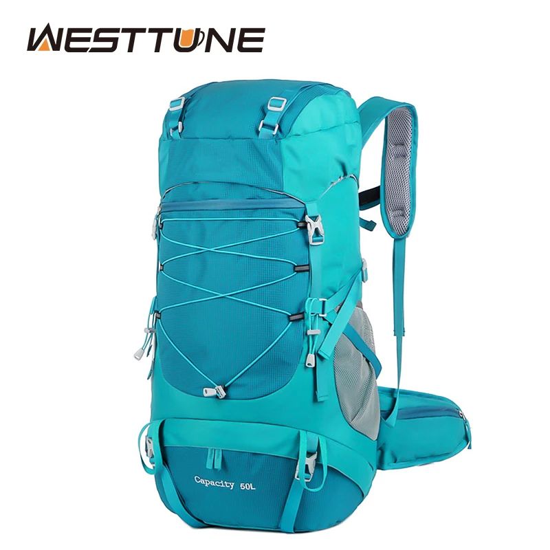 WESTTUNE 50L Hiking Backpack with Rain Cover Multifunctional Outdoor Rucksack