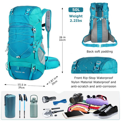 WESTTUNE 50L Hiking Backpack With Rain Cover Multifunctional Outdoor Rucksack 1