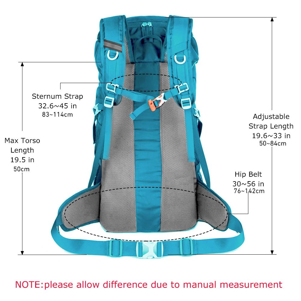 WESTTUNE 50L Hiking Backpack With Rain Cover Multifunctional Outdoor Rucksack 2