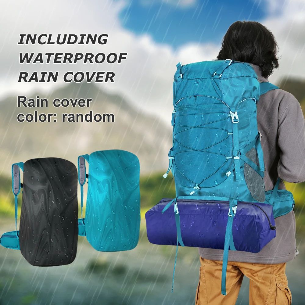 WESTTUNE 50L Hiking Backpack With Rain Cover Multifunctional Outdoor Rucksack 5
