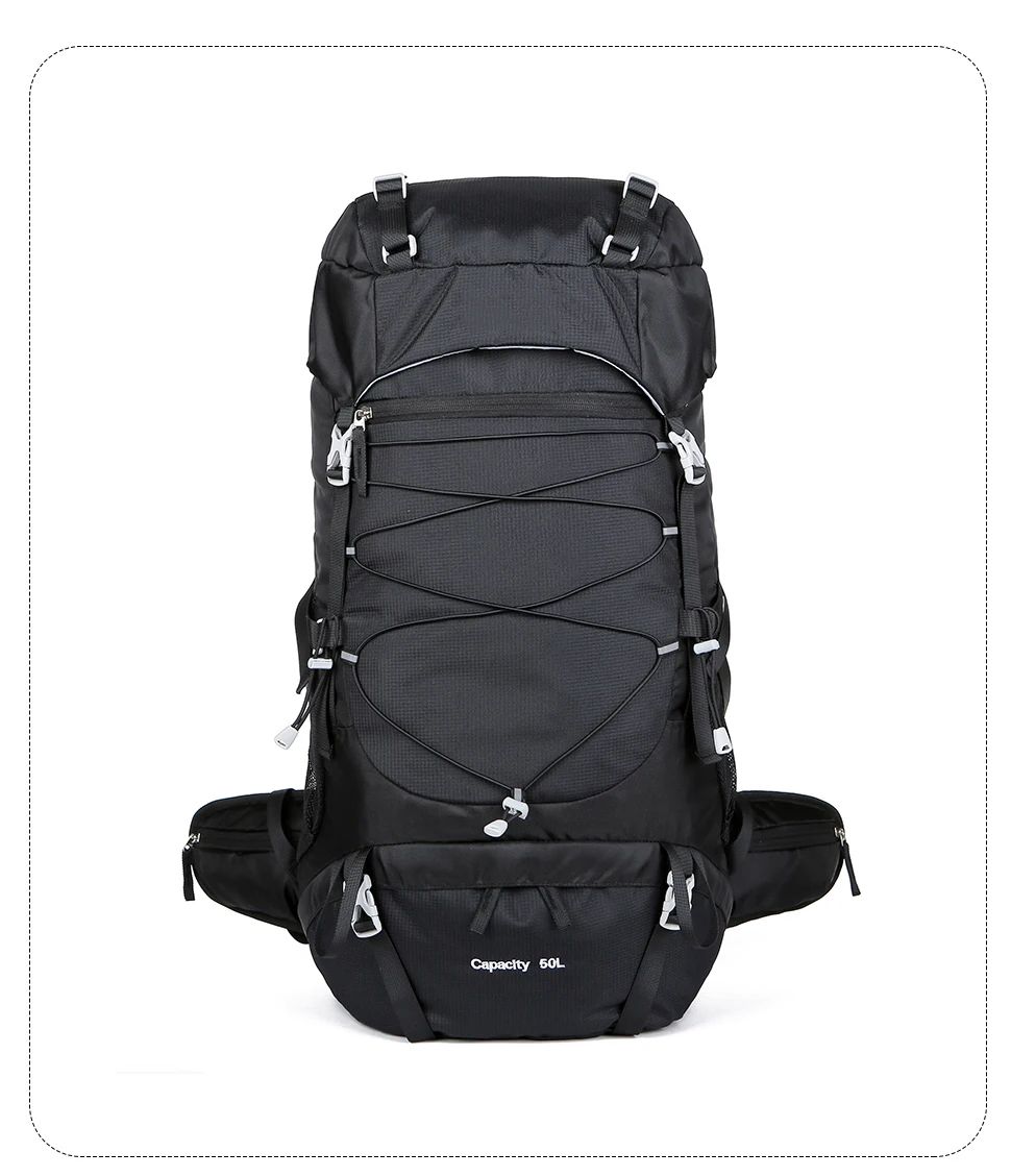 WESTTUNE 50L Hiking Backpack With Rain Cover Multifunctional Outdoor Rucksack 7