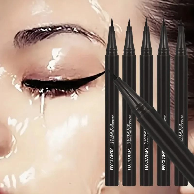5 Piece Waterproof Liquid Eyeliner Pen Set with Ultra Fine Tip
