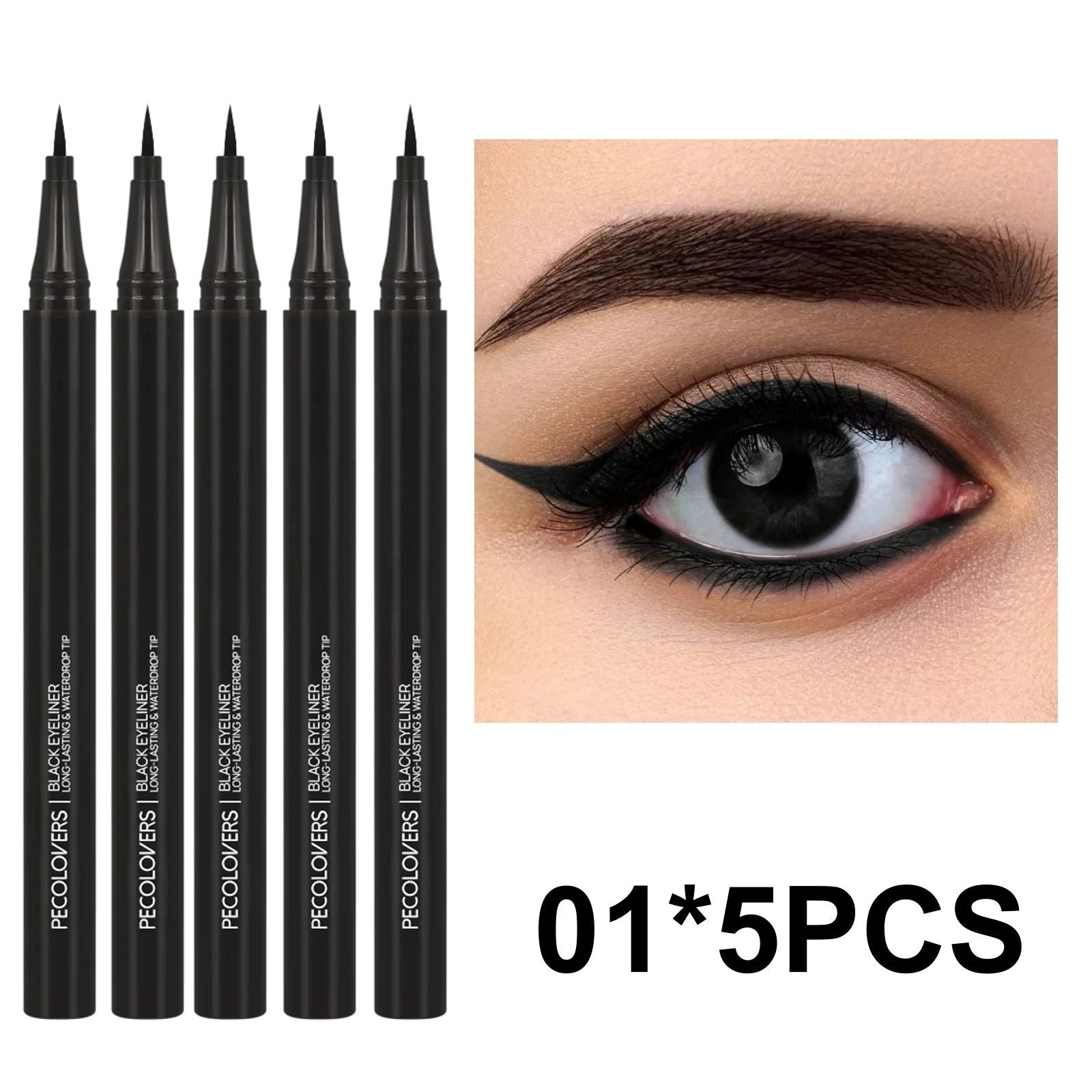 5 Piece Waterproof Liquid Eyeliner Pen Set With Ultra Fine Tip 6