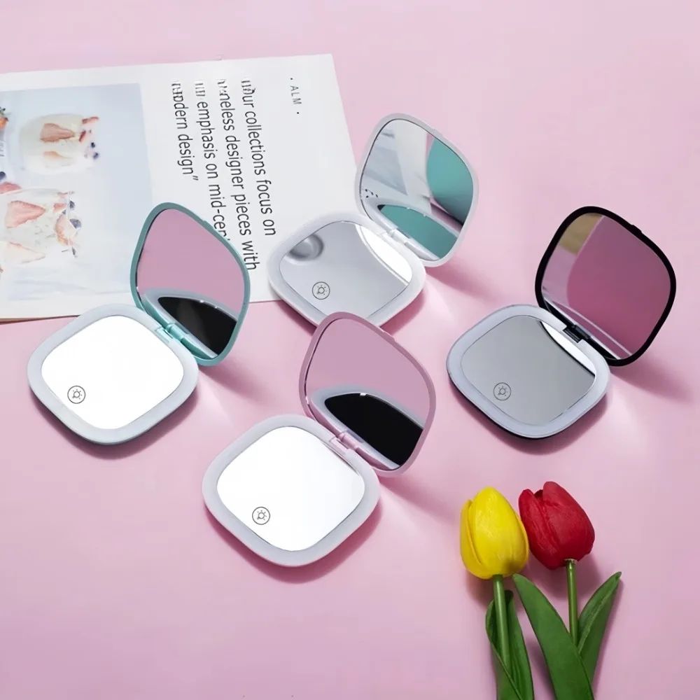 Portable LED Makeup Mirror  DoubleSided Adjustable Color 3x Magnification USB Charging 4