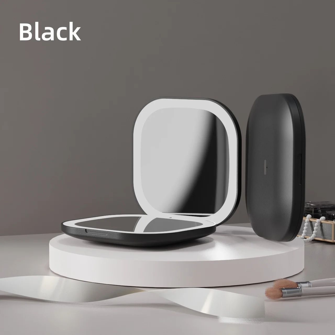 Portable LED Makeup Mirror  DoubleSided Adjustable Color 3x Magnification USB Charging 8