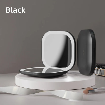 Portable LED Makeup Mirror  DoubleSided Adjustable Color 3x Magnification USB Charging 8
