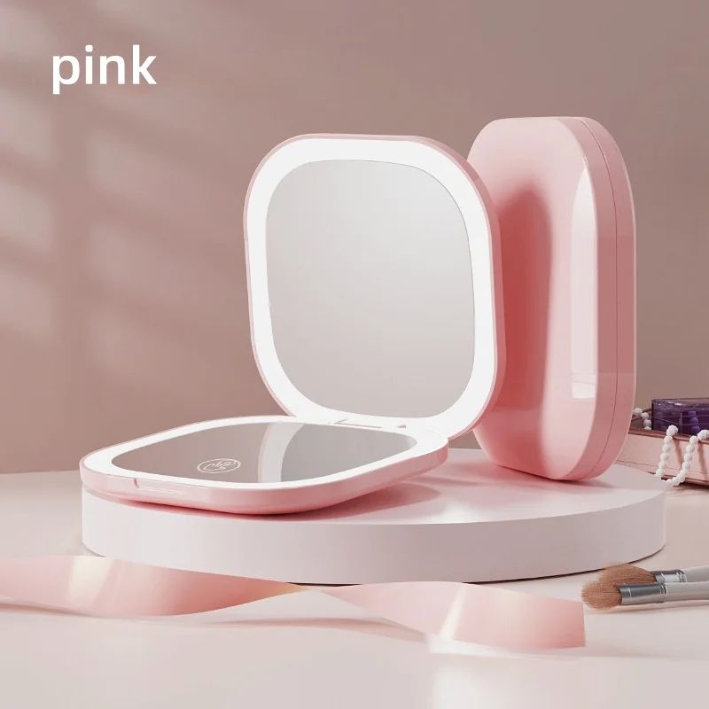 Portable LED Makeup Mirror  DoubleSided Adjustable Color 3x Magnification USB Charging 9