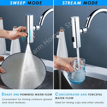 SmartFlow 360 Universal Kitchen Faucet Nozzle  Waterfall  SplashProof Rotating Tap Adapter 3