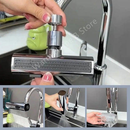 SmartFlow 360 Universal Kitchen Faucet Nozzle  Waterfall  SplashProof Rotating Tap Adapter 4