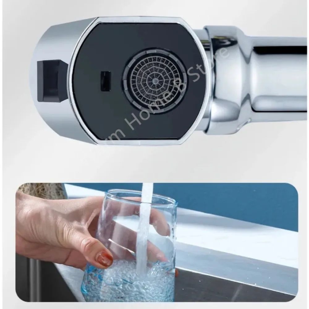 SmartFlow 360 Universal Kitchen Faucet Nozzle  Waterfall  SplashProof Rotating Tap Adapter 6
