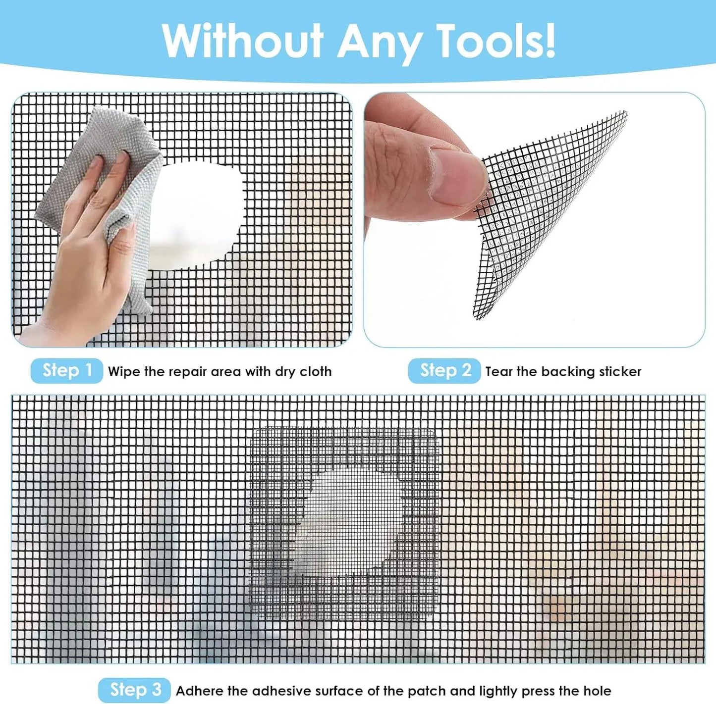 Window Screen Repair Tape Kit  Instant Mesh Patch For Torn Screens  Bug Protection 6