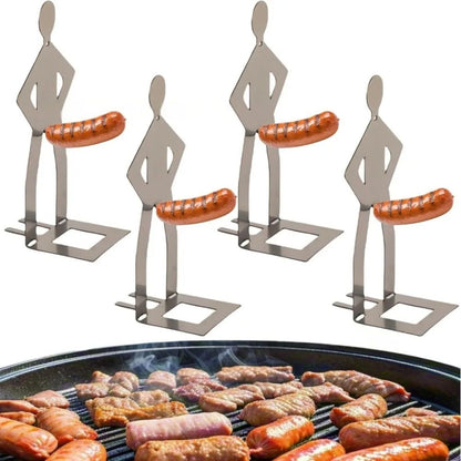 Humanoid Stainless Steel BBQ Sausage Holder  Funny Outdoor Grilling Tool  Portable Sausage Rack 2