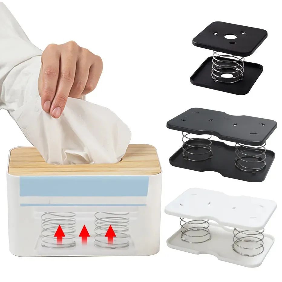 Compact Auto-Lift Car Tissue Box Holder - Spring-Loaded Car Tissue Dispenser