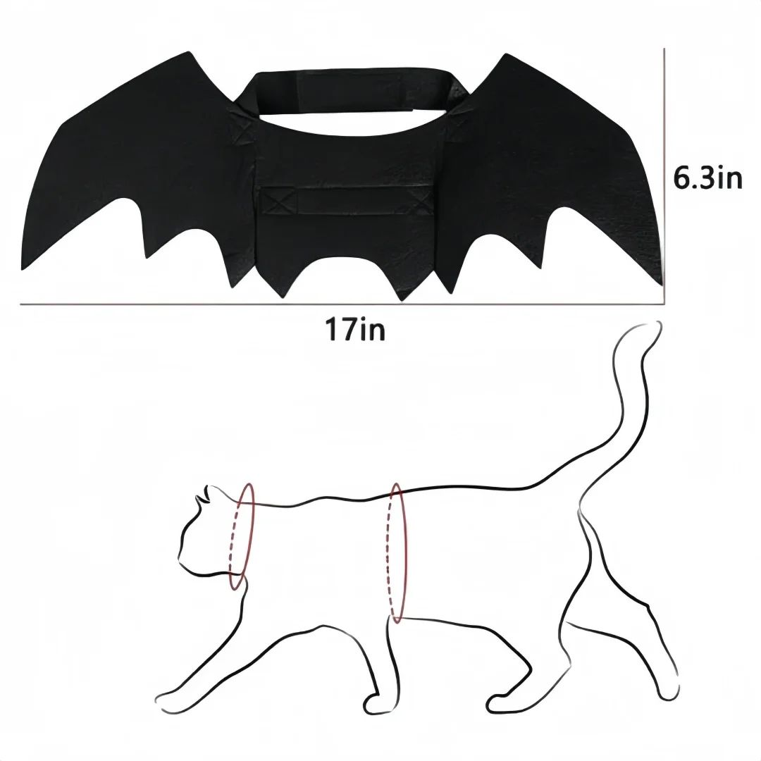 Bat Wing Costume Harness For Small Cats  Dogs  Soft Felt Spooky Wings 6