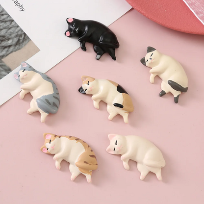 Mini Figures Kawaii Resin Sleeping Cat Statues, Dollhouse Room Decor, Desk Accessories Items