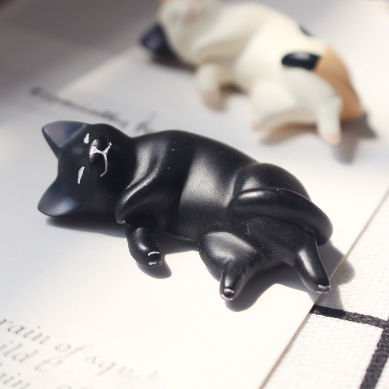 Mini Figures Kawaii Resin Sleeping Cat Statues, Dollhouse Room Decor, Desk Accessories Items